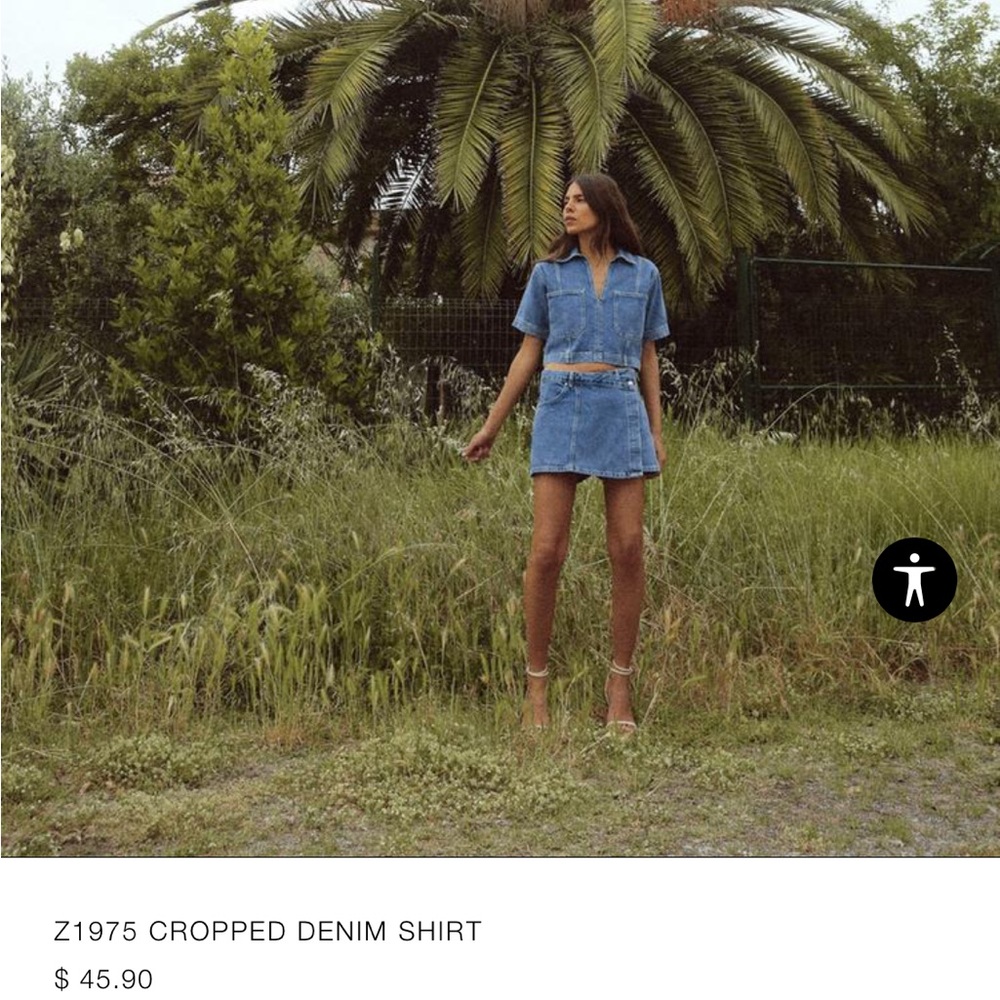 Zara sold out size m Z1975 CROPPED DENIM SHIRT